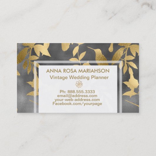 *~* Art Deco Bird Gold Pattern Visitekaartje (Achterkant)