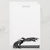 Art Deco Bird-kantoorbenodigdheden Briefpapier (Voorkant / Achterkant)