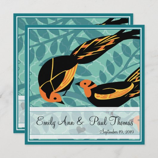  Art Deco Bird Save the Date (Voorkant / Achterkant)