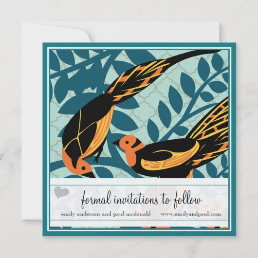Art Deco Bird Save the Date (Achterkant)