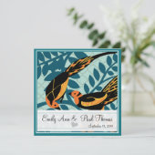 Art Deco Bird Save the Date (Staand voorkant)