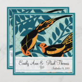 Art Deco Bird Save the Date (Voorkant / Achterkant)