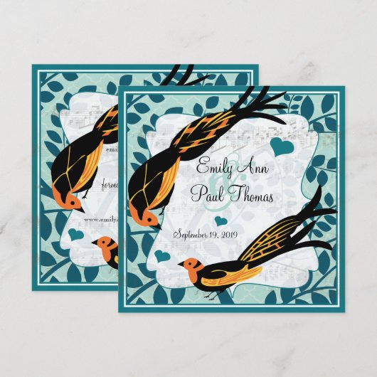 Art Deco Bird Save the Date (Voorkant / Achterkant)