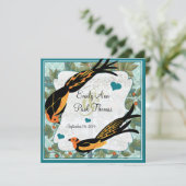  Art Deco Bird Save the Date (Staand voorkant)