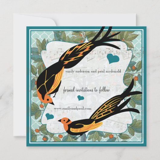  Art Deco Bird Save the Date (Achterkant)