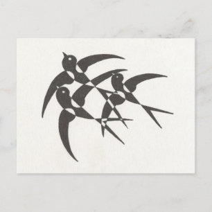 Art Deco Birds Briefkaart