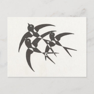 Art Deco Birds Briefkaart