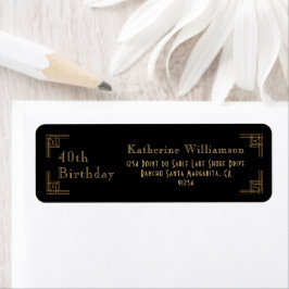Art Deco Birthday Black Gold Roaring 20's Etiket