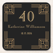 Art Deco Birthday Black Gold Roaring 20's Kartonnen Onderzetters (Voorkant)