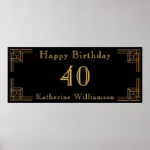 Art Deco Birthday Black Gold Roaring 20's