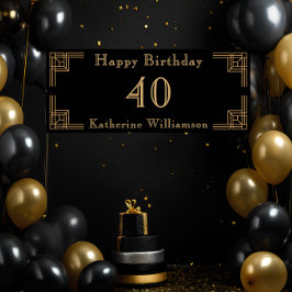 Art Deco Birthday Black Gold Roaring 20's Poster