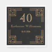 Art Deco Birthday Black Gold Roaring 20's Servet (Voorkant)