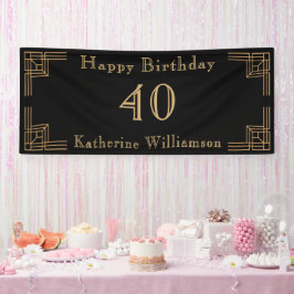 Art Deco Birthday Black Gold Roaring 20's Spandoek