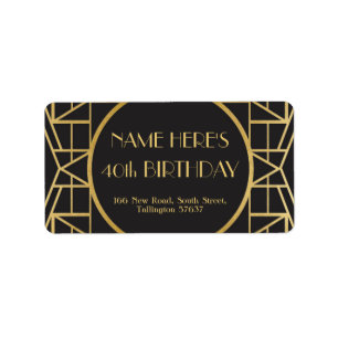 Art Deco Birthday Gatsby Adresetiketten 20s uit 19 Etiket