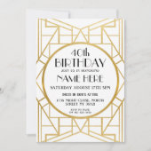Art Deco Birthday Gatsby Gold Invite uit 1920 Kaart (Voorkant)