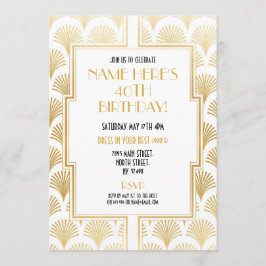 Art Deco Birthday Gatsby Party Gold Twenties uit 1 Kaart
