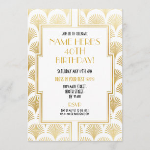 Art Deco Birthday Gatsby Party Gold Twenties uit 1 Kaart