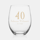 Art Deco Birthday Gold Roaring 20's Wijnglas Zonder Voet (Voorkant)
