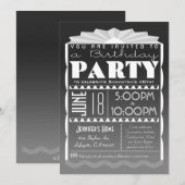 Art Deco Birthday Invitation - Gatsby Style Grey Kaart (Voorkant / Achterkant)