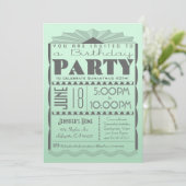 Art Deco Birthday Invitation - Gatsby Style Mint Kaart (Staand voorkant)