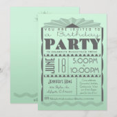 Art Deco Birthday Invitation - Gatsby Style Mint Kaart (Voorkant / Achterkant)
