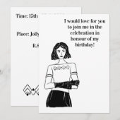 Art deco birthday invitation kaart (Voorkant / Achterkant)