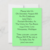 Art Deco Birthday Invitations Mirror Reflecing Kaart (Achterkant)