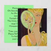 Art Deco Birthday Invitations Mirror Reflecing Kaart (Voorkant / Achterkant)