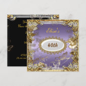 Art Deco Birthday Party Black Gold Mauve Kaart (Voorkant / Achterkant)