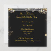 Art Deco Birthday Party Black Gold Mauve Kaart (Achterkant)