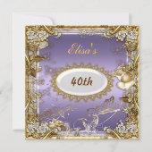 Art Deco Birthday Party Black Gold Mauve Kaart (Voorkant)