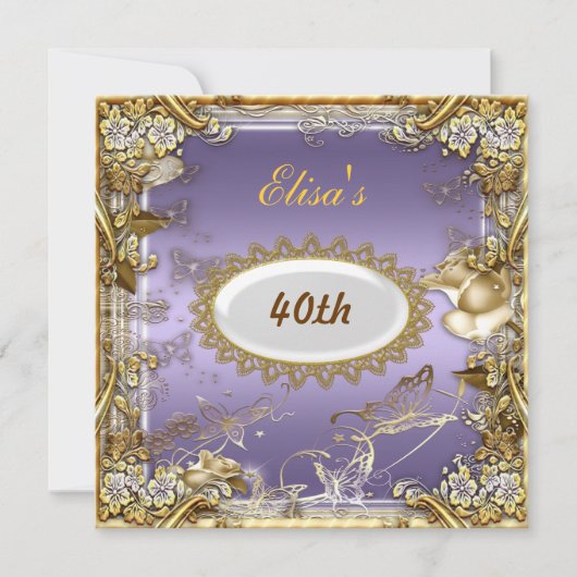 Art Deco Birthday Party Black Gold Mauve Kaart (Voorkant)