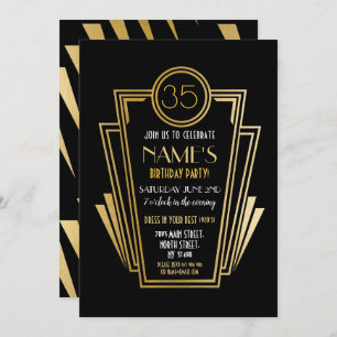 Art Deco Birthday Party Gold Invite Gatsby uit 192 Kaart