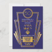 Art Deco Birthday Party Invite Gatsby Gold uit de  Kaart (Voorkant)