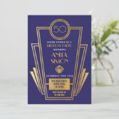 Art Deco Birthday Party Invite Gatsby Gold uit de  Kaart (Staand voorkant)