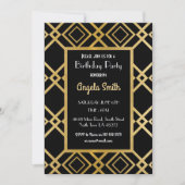 Art Deco Birthday Party Invite Gold Black 1920s 40 Kaart (Voorkant)