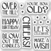Art Deco Birthday Phrases Sticker (Voorkant)