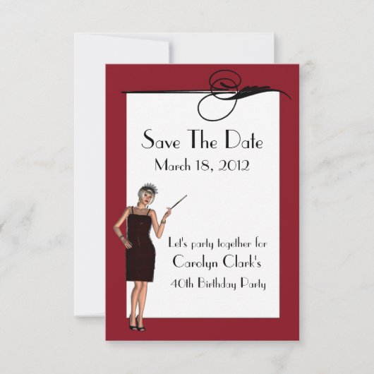 Art Deco Birthday Sla de datum op Save The Date (Voorkant)