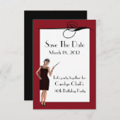  Art Deco Birthday Sla de datum op Save The Date (Voorkant / Achterkant)