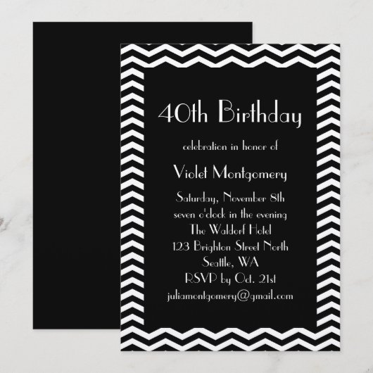 Art Deco Birthday Uitnodiging (Voorkant / Achterkant)