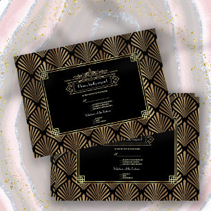 Art Deco Black 1920s Wedding RSVP Kaartje