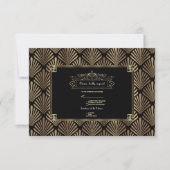 Art Deco Black 1920s Wedding RSVP Kaartje (Voorkant)
