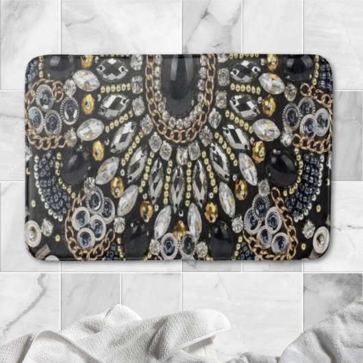 art deco black and gold bohemian pattern badmat