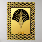 Art Deco Black and Gold Fan Design Poster (Voorkant)