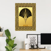 Art Deco Black and Gold Fan Design Poster (Thuiskantoor)