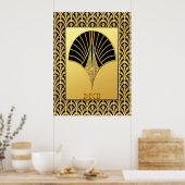 Art Deco Black and Gold Fan Design Poster (Keuken)