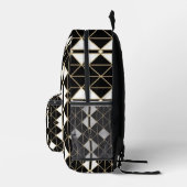 Art Deco Black and Gold Geometric luxury Bedrukte Rugzak (Rechts)