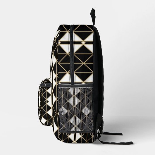 Art Deco Black and Gold Geometric luxury Bedrukte Rugzak (Rechts)