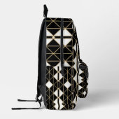 Art Deco Black and Gold Geometric luxury Bedrukte Rugzak (Links)