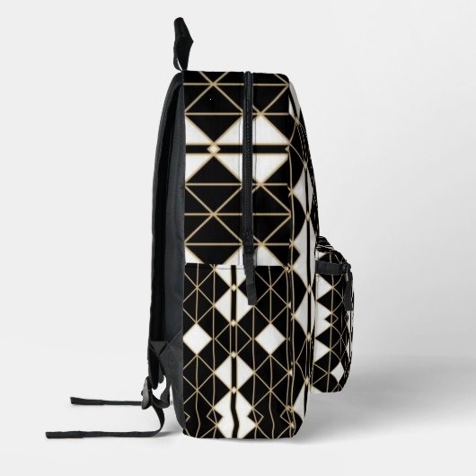 Art Deco Black and Gold Geometric luxury Bedrukte Rugzak (Links)